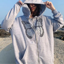 Load image into Gallery viewer, Butterfly Rhinestone Hoodie