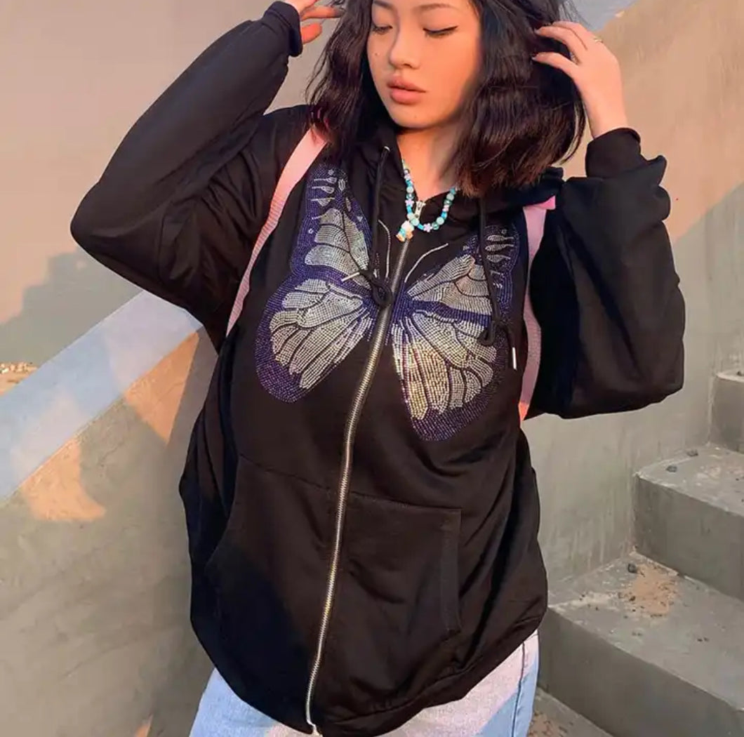 Butterfly Rhinestone Hoodie