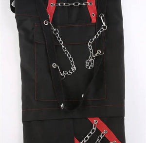 Red Beam Strapped Cargo Pants