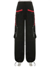 Load image into Gallery viewer, Red Beam Strapped Cargo Pants