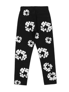 Black/White Flower Jeans