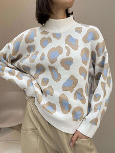 Leopard Print Turtle Neck Sweater