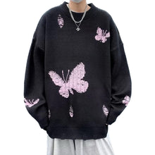 Load image into Gallery viewer, Embroidered Pink Butterfly Crewneck Sweater