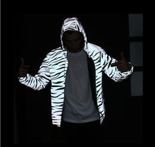 Load image into Gallery viewer, Reflective Zebra Windbreaker Jacket - Black Crown Fashion