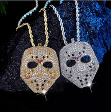 Load image into Gallery viewer, Iced Out Jason Voorhees Mask Chain - Black Crown Fashion