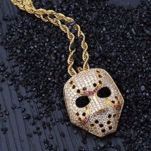 Iced Out Jason Voorhees Mask Chain - Black Crown Fashion