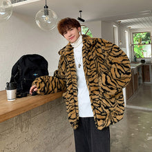 Load image into Gallery viewer, Tiger Fur Coat - Black Crown Fashion
