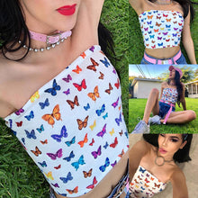 Load image into Gallery viewer, Strapless Butterfly Crop Top - Black Crown Fashion
