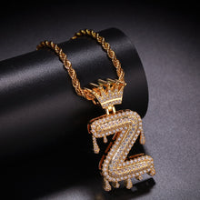 Load image into Gallery viewer, Customizable Gold Letter Drip Pendant - Black Crown Fashion