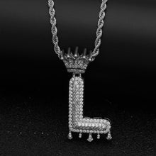 Load image into Gallery viewer, Customizable Silver Letter Drip Pendant - Black Crown Fashion
