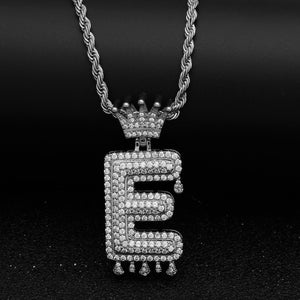 Customizable Silver Letter Drip Pendant - Black Crown Fashion