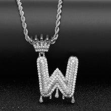 Load image into Gallery viewer, Customizable Silver Letter Drip Pendant - Black Crown Fashion