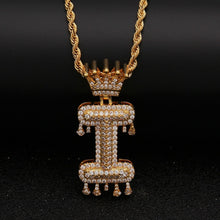 Load image into Gallery viewer, Customizable Gold Letter Drip Pendant - Black Crown Fashion