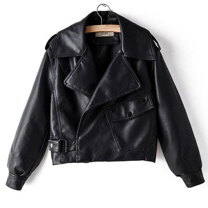 Premium Leather Biker Jacket - Black Crown Fashion