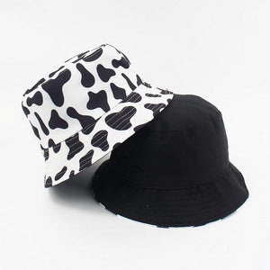 Cow Print Bucket Hat - Black Crown Fashion