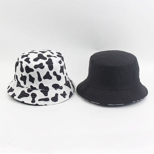 Cow Print Bucket Hat - Black Crown Fashion