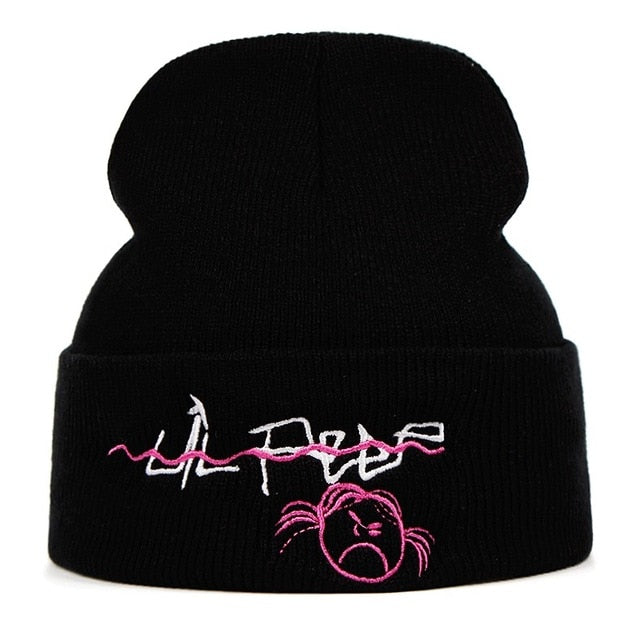 Lil Peep Come Over When You’re Sober Embroidered Beanie - Black Crown Fashion