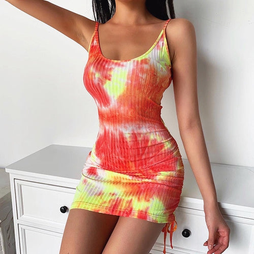 Tie Dye Mini Dress - Black Crown Fashion