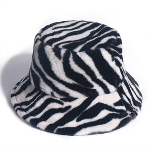 Soft Zebra Bucket Hat - Black Crown Fashion