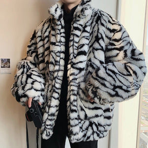 Tiger Fur Coat - Black Crown Fashion