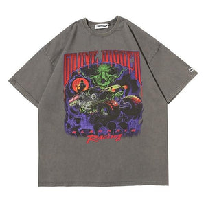 Grave Digger Racing Monster Truck T-shirt - Black Crown Fashion