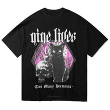 Load image into Gallery viewer, Nine Lives T-shirt - Black Crown Fashion