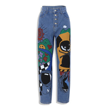 Load image into Gallery viewer, Trip Vision Denim Jeans - Black Crown Fashion