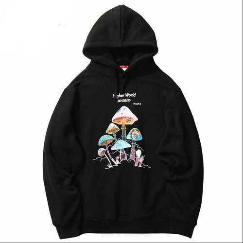 Higher Worlds Mushroom Hoodie - Black Crown Fashion