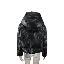 Load image into Gallery viewer, Black Crown Leather Puffer Jacket - Black Crown Fashion