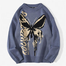 Load image into Gallery viewer, Melting Butterfly Crewneck Sweater - Black Crown Fashion