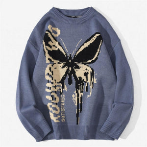 Melting Butterfly Crewneck Sweater - Black Crown Fashion