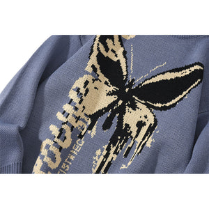 Melting Butterfly Crewneck Sweater - Black Crown Fashion