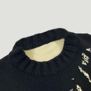 Vintage B/W Glancing Sweater - Black Crown Fashion