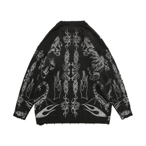 Scorpion's Eye Knitted Sweater - Black Crown Fashion
