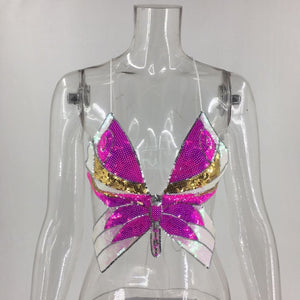 Butterfly Sequin Top - Black Crown Fashion