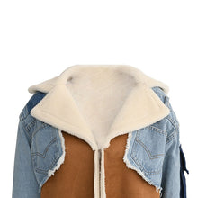 Load image into Gallery viewer, Shearling/Denim Long Coat