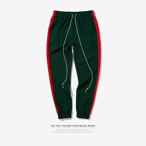 Green/Red "Forbidden Colours" Side Stripe Joggers - Black Crown Fashion