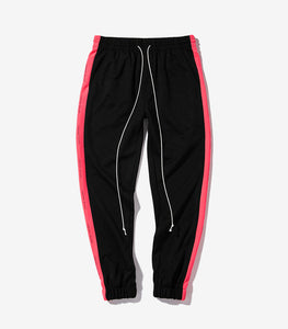 Black/Pink "Forbidden Colours" Side Stripe Joggers - Black Crown Fashion