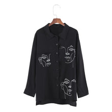 Load image into Gallery viewer, One-Eyed Faces Button Down - Black Crown Fashion