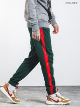 Load image into Gallery viewer, Green/Red &quot;Forbidden Colours&quot; Side Stripe Joggers - Black Crown Fashion