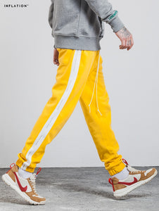 Yellow/White "Forbidden Colours" Side Stripe Joggers - Black Crown Fashion
