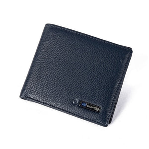 Genuine Leather Anti-Loss Smart Wallet - Black Crown Fashion
