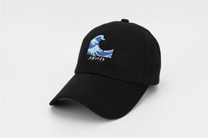 Embroidered Wave Hat - Black Crown Fashion