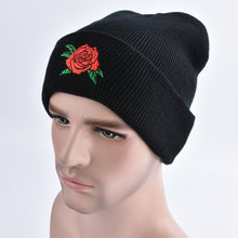 Load image into Gallery viewer, Rose Beanie - Black Crown Fashion
