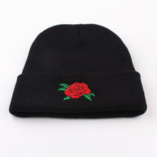 Load image into Gallery viewer, Rose Beanie - Black Crown Fashion