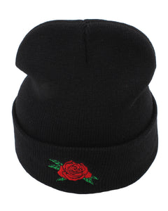 Rose Beanie - Black Crown Fashion