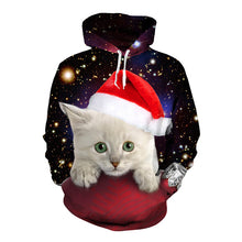 Load image into Gallery viewer, Holiday Cat Pullover Hoodie - Black Crown Fashion