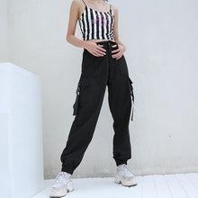 Load image into Gallery viewer, Women&#39;s High Waisted Cargo Pants - Black Crown Fashion