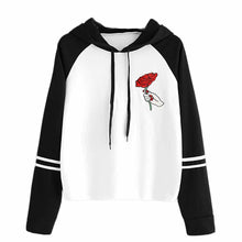 Load image into Gallery viewer, Give A Rose Cropped Hoodie - Black Crown Fashion