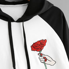 Load image into Gallery viewer, Give A Rose Cropped Hoodie - Black Crown Fashion